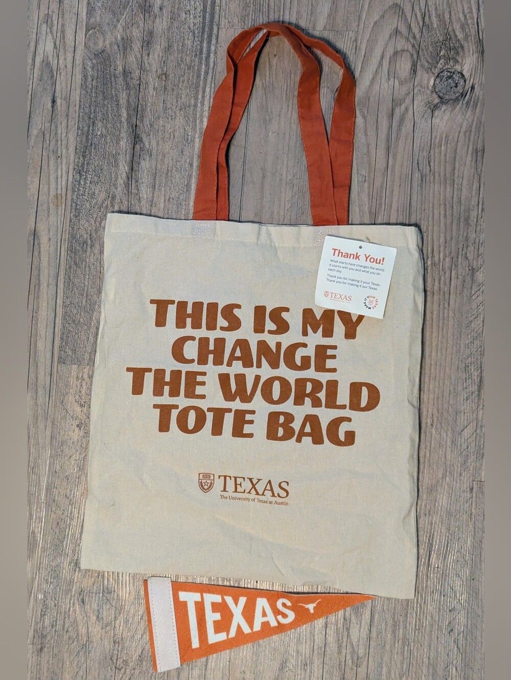 UT New Canvas Change The World Tote Bag Triangular mini Flag Lot